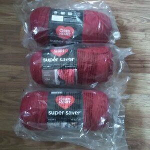 Yarn Red Heart 3 Skeins Burgundy